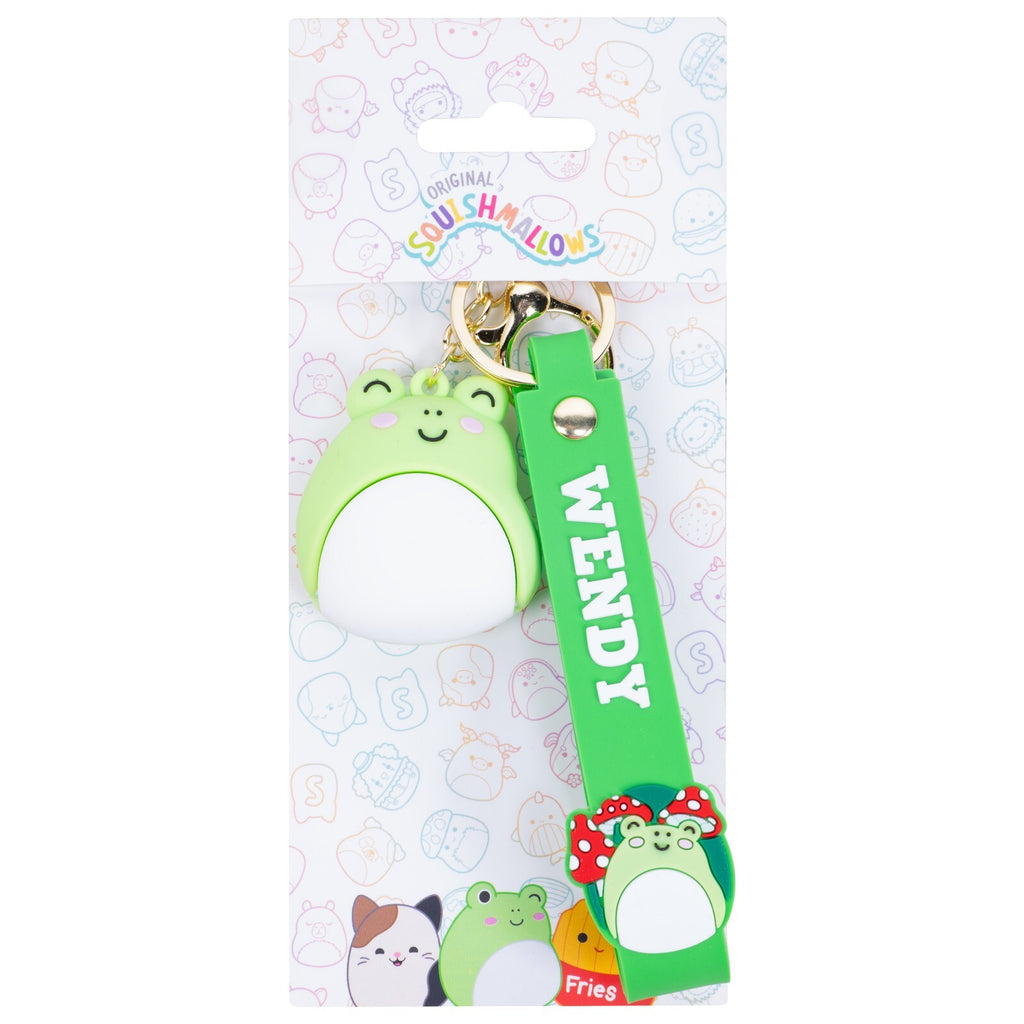 Squishmallows Wendy Wristlet Keyring 3D Keychain with Charm & PVC Wrist Strap.