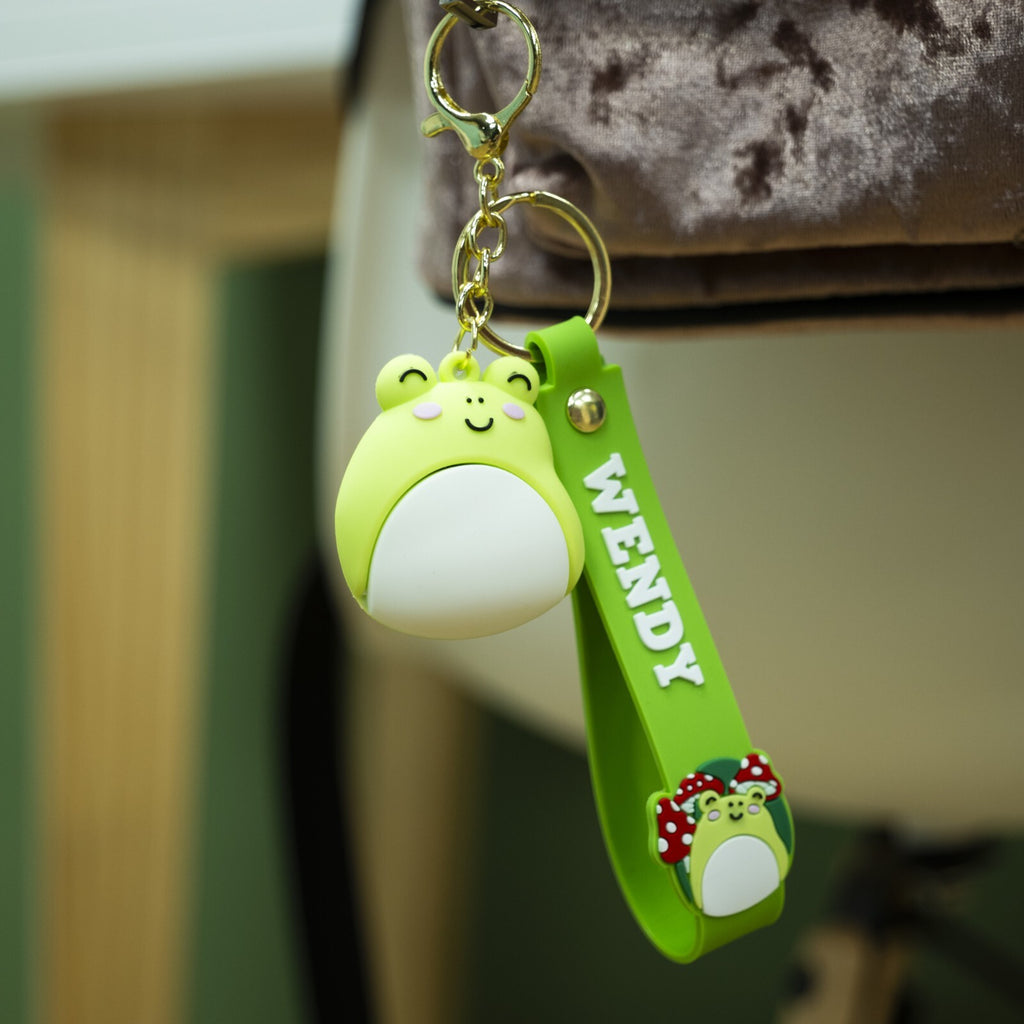 Squishmallows Wendy Wristlet Keyring 3D Keychain with Charm & PVC Wrist Strap.
