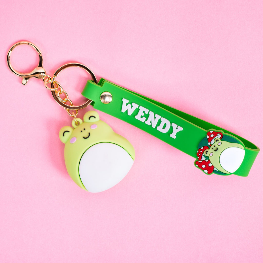 Squishmallows Wendy Wristlet Keyring 3D Keychain with Charm & PVC Wrist Strap.