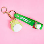Squishmallows Wendy Wristlet Keyring 3D Keychain with Charm & PVC Wrist Strap.