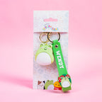 Squishmallows Wendy Wristlet Keyring 3D Keychain with Charm & PVC Wrist Strap.