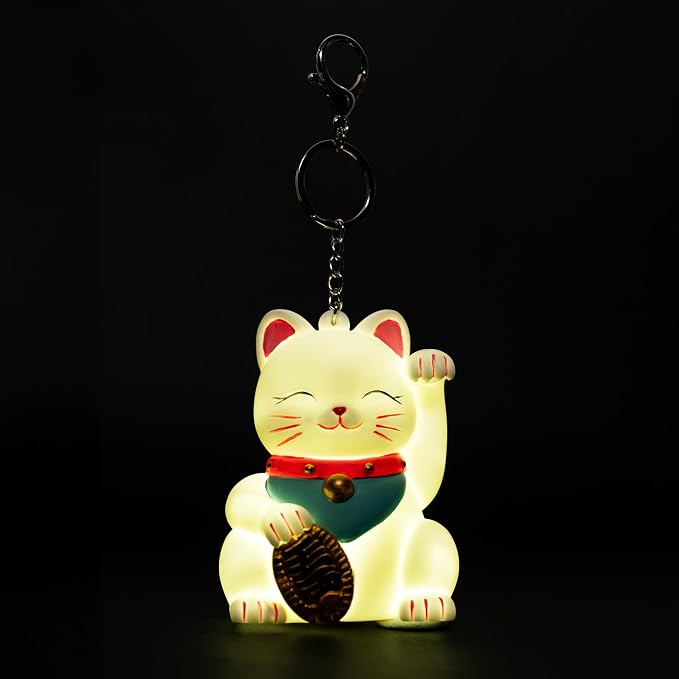 Fizz Creations Lucky Cat Light Up Bag Charm Battery Powered Keyring