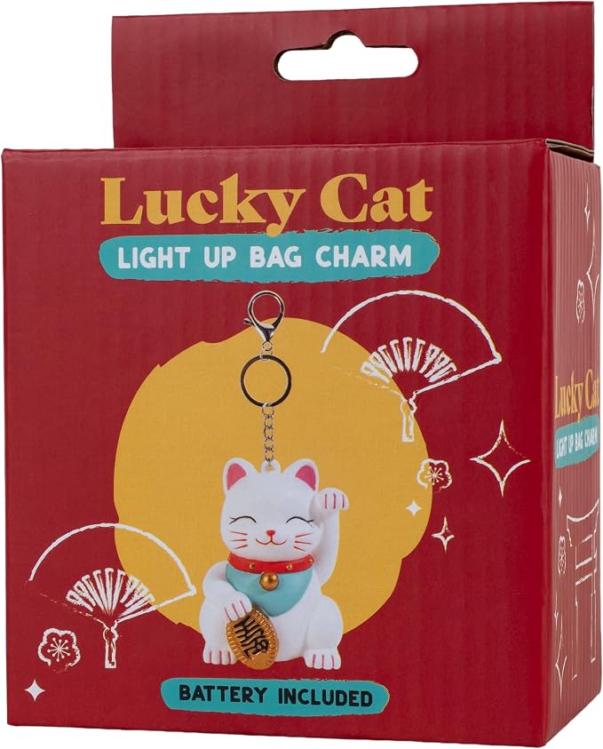 Fizz Creations Lucky Cat Light Up Bag Charm Battery Powered Keyring