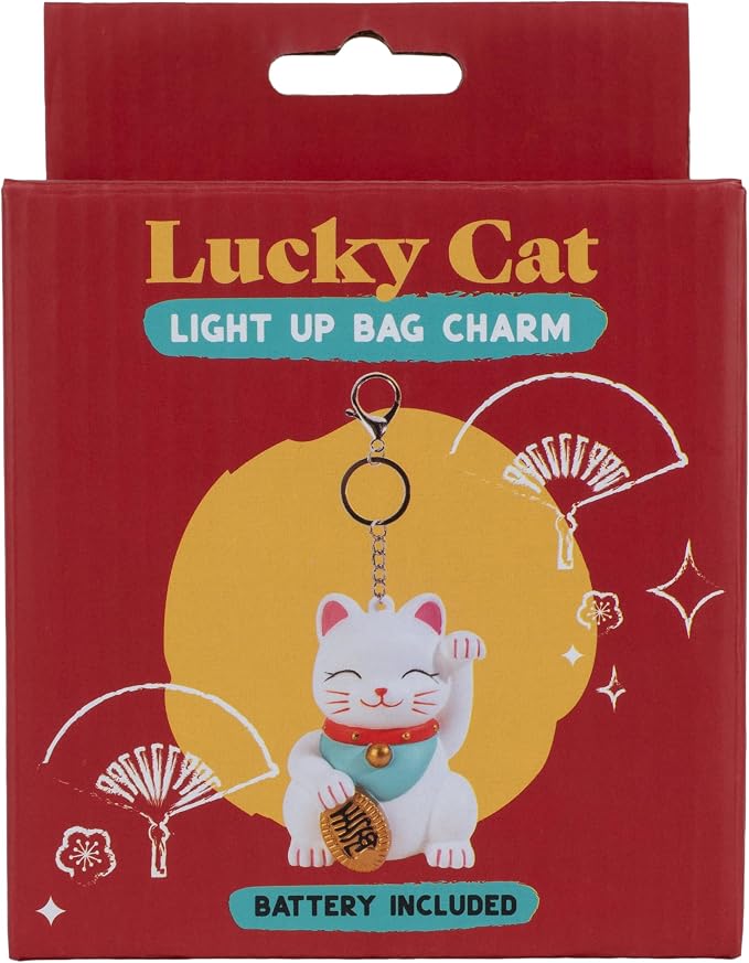 Fizz Creations Lucky Cat Light Up Bag Charm Battery Powered Keyring