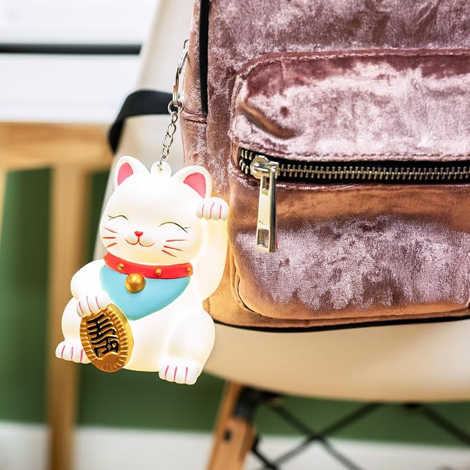 Fizz Creations Lucky Cat Light Up Bag Charm Battery Powered Keyring
